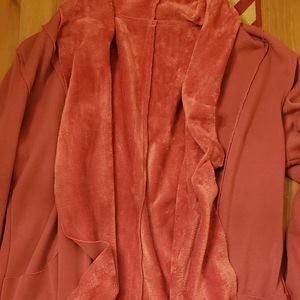 Pink plush reversible sweater